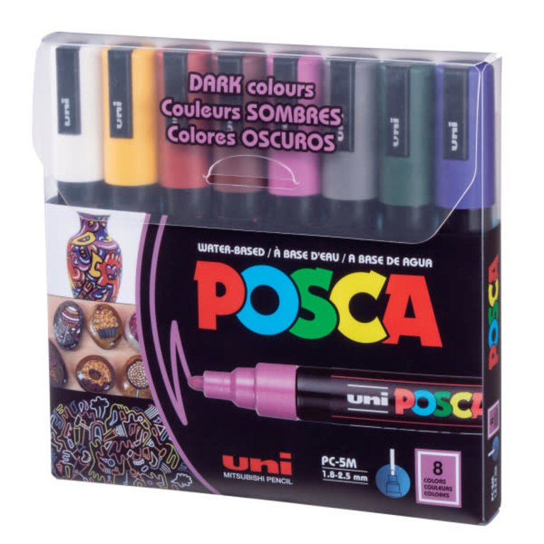 Posca Marker : Pc-5m : Medium Bullet Tip : 1.8 - 2.5mm : Assorted Colors  Set Of 16