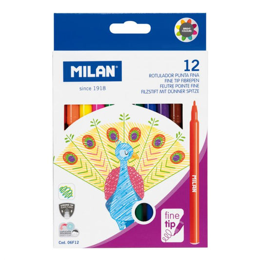 Milan Fine-tip Fibrepens - 12 Pack
