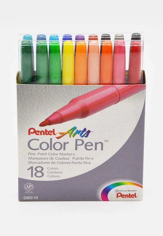 Pentel - Fibre Tip Color Pens Set 18PCS