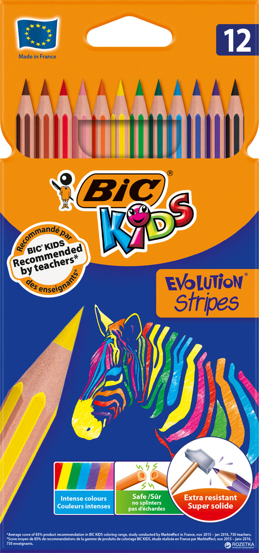 Kids Evolution Stripes Colouring Pencil - Assorted Colours