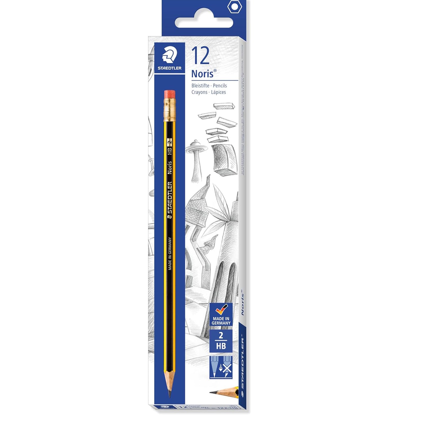 Staedtler ST-122-HBA-53 Noris Pencil With Rubber Tip - 12 Pieces