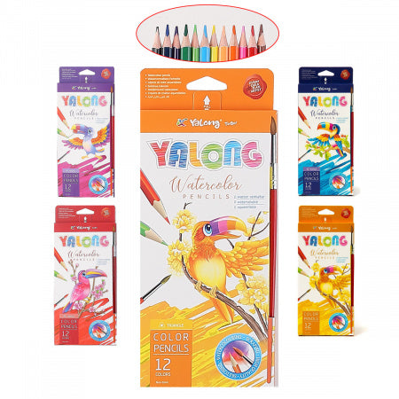 Yalong Triangular Shaped Watercolor Pencils with Paint Brush