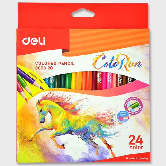 Deli Smooth Coloring Lead Colored Pencil 24-Pieces, Multicolor