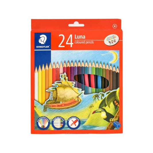 STAEDTLER Coloured Pencil 24 assorted colours, FREE SHARPENER