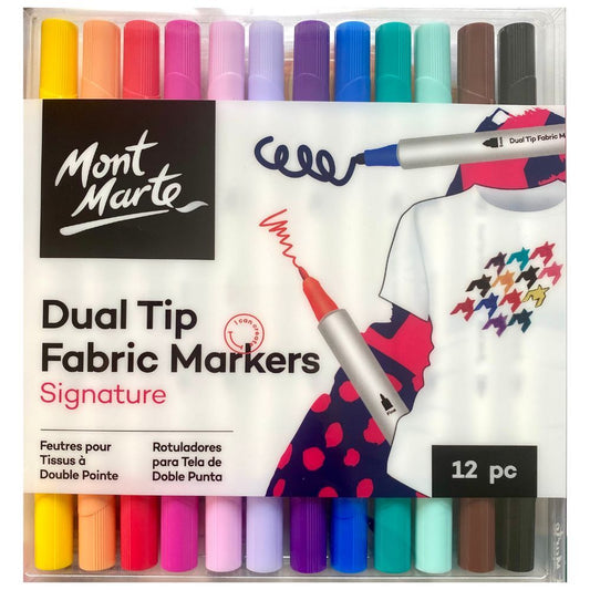 Mont Marte Signature Dual Tip Fabric Markers 12pc