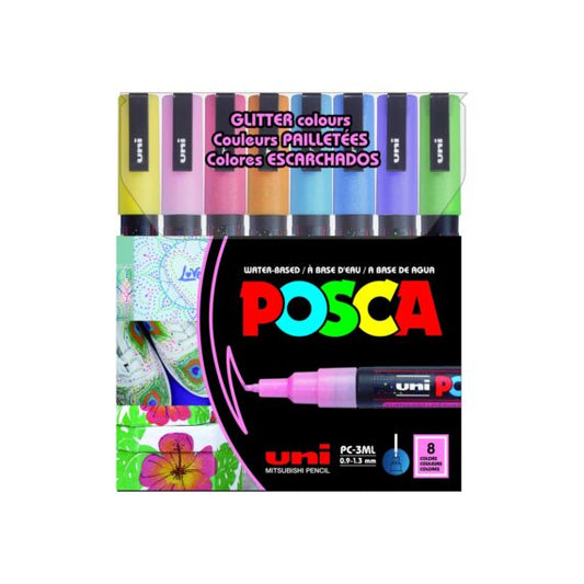 Uni-Ball Posca Glitter 0.9-1.3mm Assorted Ink Coloring Markers