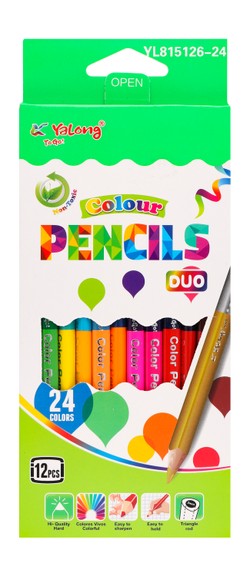 Yalong 3mm Assorted Triangular Duo Color Pencils - non toxic