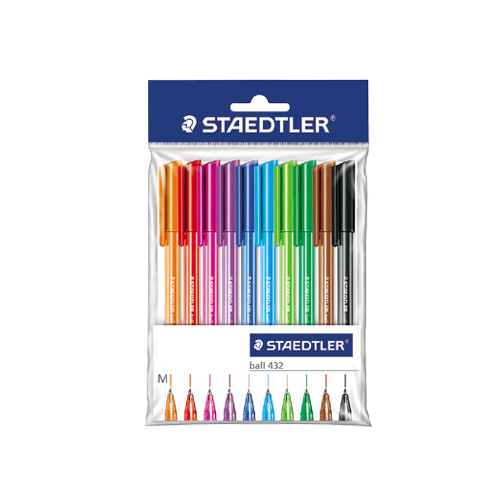 مجموعة أقلام حبر جاف من ستيدلر 432 متر من 10 ألوان