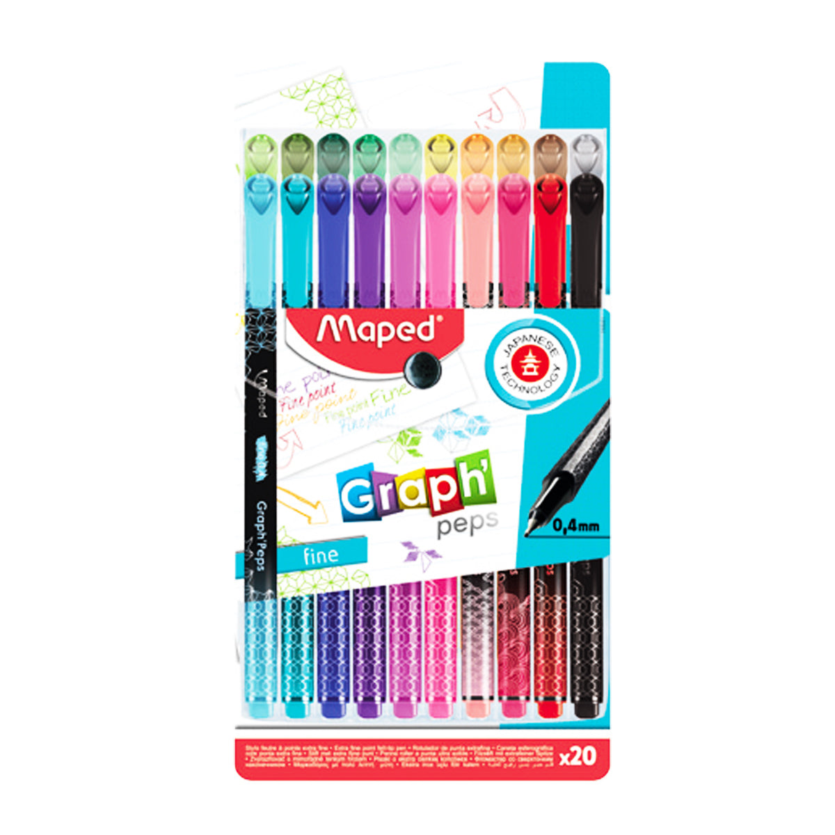Maped Graph'Peps Deco -20 Bright Assorted Color Fine Tip Pens