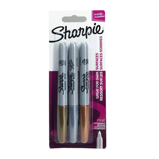 Sharpie 3 Assorted Metallic Gold & Silver Permanent Markers 2027368