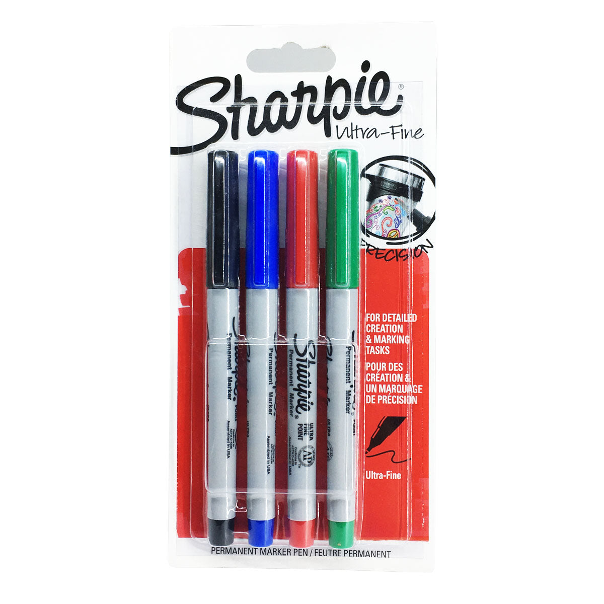طقم أقلام ماركر دائمة رفيعة من شاربي 4 ألوان