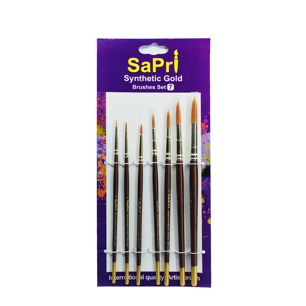 Synthetic Gold Artist Brushes -Set of 7